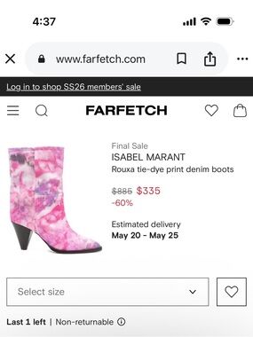 Isabel Marant Pink Tie-Dye Rouxa Denim Mid-Heel Boots